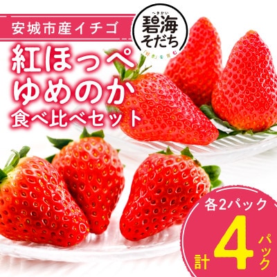 【碧海そだち】安城いちご『紅ほっぺ』&『ゆめのか』食べ比べセット　計4パック【配送不可地域：離島・北海道・沖縄県】【1692914】
