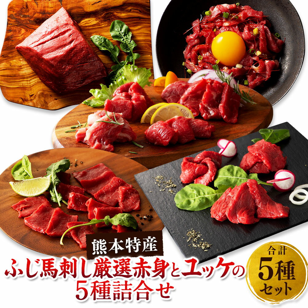 【ふるさと納税】「熊本特産」ふじ馬刺し厳選赤身とユッケの5種詰合せ 肉 お肉 馬肉 5種 セット 詰め合わせ 馬刺し 馬刺 ばさし ヒレ シャトーブリアン ロース ランプ 上赤身 ユッケ 冷凍 九州 熊本県 送料無料