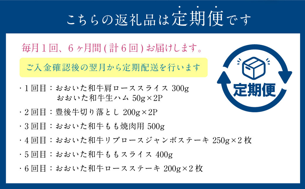 【6ヶ月定期便】黒毛和牛 おおいた和牛＆豊後牛