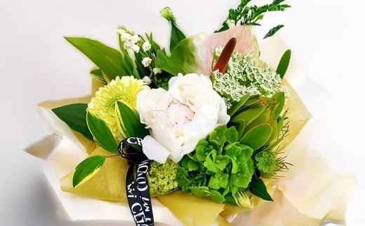 【白＋グリーン系】 お供え用 生花 （仏花） アレンジ Lサイズ 生け花 花 フラワー お供え 仏壇 日用品 雑貨 九州 熊本県 熊本市 常温 冷蔵