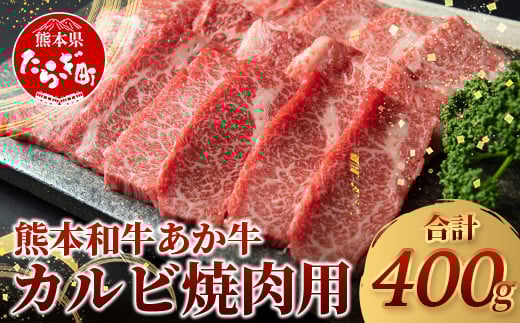【 年内お届け 】 熊本県産 あか牛 【 カルビ 焼肉用 400g 】 ≪12月19日～27日発送≫ 熊本県 あか牛 かるび 焼肉 焼き肉 BBQ アウトドア 牛肉 赤身 和牛 褐毛和種 046-0457-R712