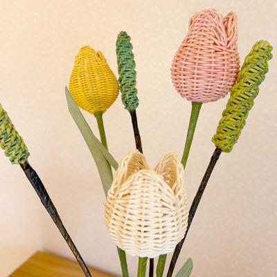 ふるさと納税 小郡市 籐かご フレアーな花器&チューリップ 3本+穂 3本[カラーラタン彩都][No5354-0145] |  | 01
