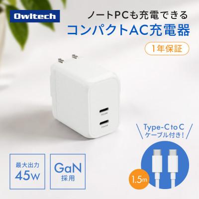 ふるさと納税 海老名市 USB Type-Cケーブル付属 最大PD45W出力 USB Type-C×2 AC充電器 ホワイト