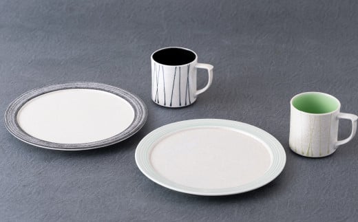 〈嘉祥窯〉パールストライプカップ･ソーサー