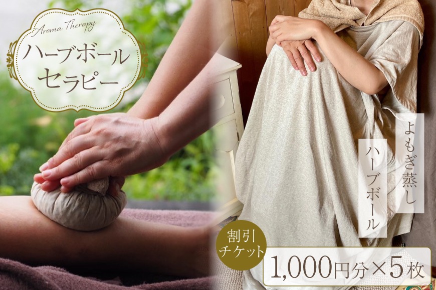 ハーブボール セラピー 割引チケット 5,000円分 [和のか 長野県 池田町 48110810] リラクゼーション よもぎ蒸し 植物療法