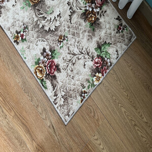 耐久性のある花柄抗菌カーペット 2帖 〈グリーン〉