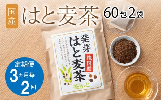 【3か月毎 2回定期便】 麦茶 国産 はと麦茶 60包×2袋