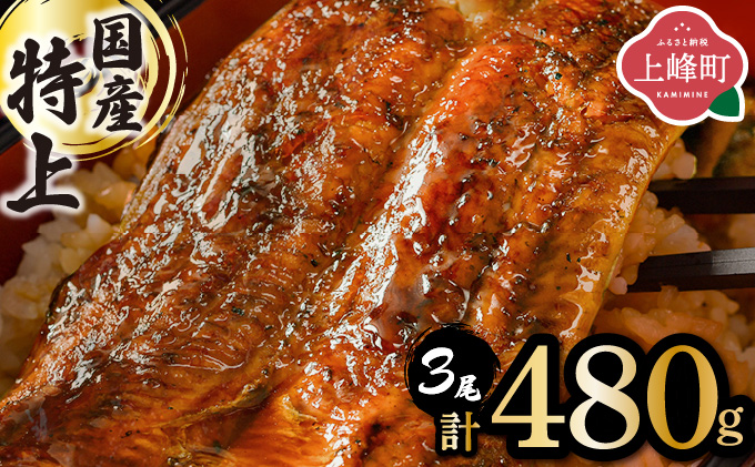 《順次発送》『国産』うなぎ蒲焼 3尾 計480g [B-1188-PE]