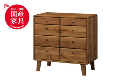 ＜安心の開梱/設置付＞【色が選べる！】kumukumu80-4段リビングチェスト クリア色/WN色 佐賀県/株式会社門田木工[41AAAZ001]