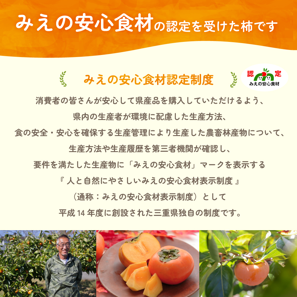 三重の安心食材認定！ 【2025年発送】三重の安心食材認定！中村農園の次郎柿 M・Lサイズ　22個 (約5～6㎏)　先行予約 先行 予約 柿 カキ かき 減農薬 安心 贈答 果物 くだもの フルーツ 