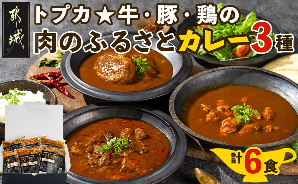 
トプカ☆牛・豚・鶏の肉のふるさとカレー3種セット_MJ-J901_(都城市) 宮崎牛ビーフカレー 地頭鶏カレー どんぐりの恵み ハンバーグカレー セット
