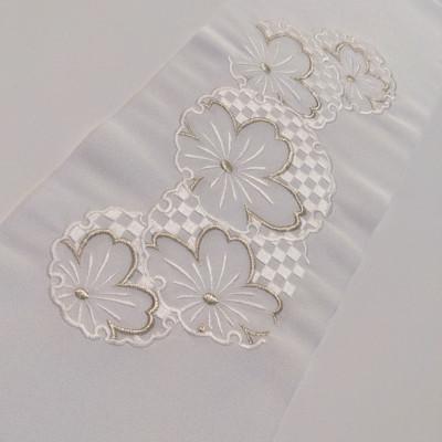ふるさと納税 伊丹市 半衿 桜と市松 白地に白とシルバー 刺繍 [54030667] |  | 03