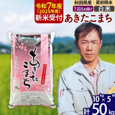 ふるさと納税 北秋田市 R7年産 新米受付 秋田県産あきたこまち50kg【白米】1回のみお届け|msrf-11201
