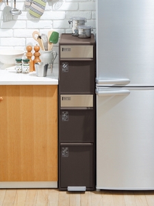 分別スイングステーションワイド３段 ＢＷＰ－１２ＢＳ ダークブラウン ／ ライクイット ダストストッカー ゴミ箱 多分別 スイングパネル フットパネル 引っ越し祝い 奈良県 葛城市