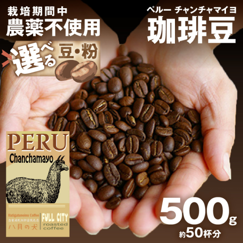 【栽培期間中農薬不使用】自家焙煎コーヒー豆 ペルー チャンチャマイヨ 500g（250g×2）　約50杯分　小分け　豆・粉 選べる 飲料 珈琲 こーひー コーヒー coffee