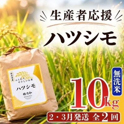 【発送月固定定期便】【先行予約】生産者応援!岐阜県産ハツシモ(無洗米)10kg【2・3月】全2回【配送不可地域：離島】【4089361】