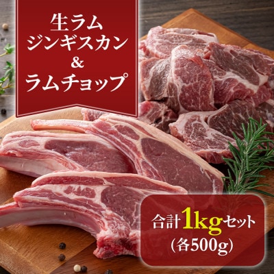生ラムジンギスカン500g、ラムチョップ骨付きロース肉500g、無添加タレ80g×2個_01596【配送不可地域：離島】【1156959】