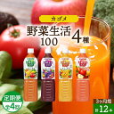 【ふるさと納税】 【定期便】 3ヵ月毎 全4回 カゴメ 野菜生活100 飲み比べセット スマートPET 720ml 4種 計12本 栃木県 那須塩原市 オリジナル ベリーサラダ マンゴーサラダ アップルサラダ 野菜 果実 ミックスジュース 野菜ジュース フルーツジュース 送料無料