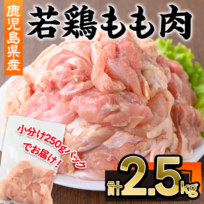 【ふるさと納税】鹿児島県産若鶏もも肉切身(計2.5kg・250g×10P) 鹿児島県 若鶏 鶏肉 鶏 肉 もも モモ 国産 切身 冷凍 小分け【株式会社羽根】