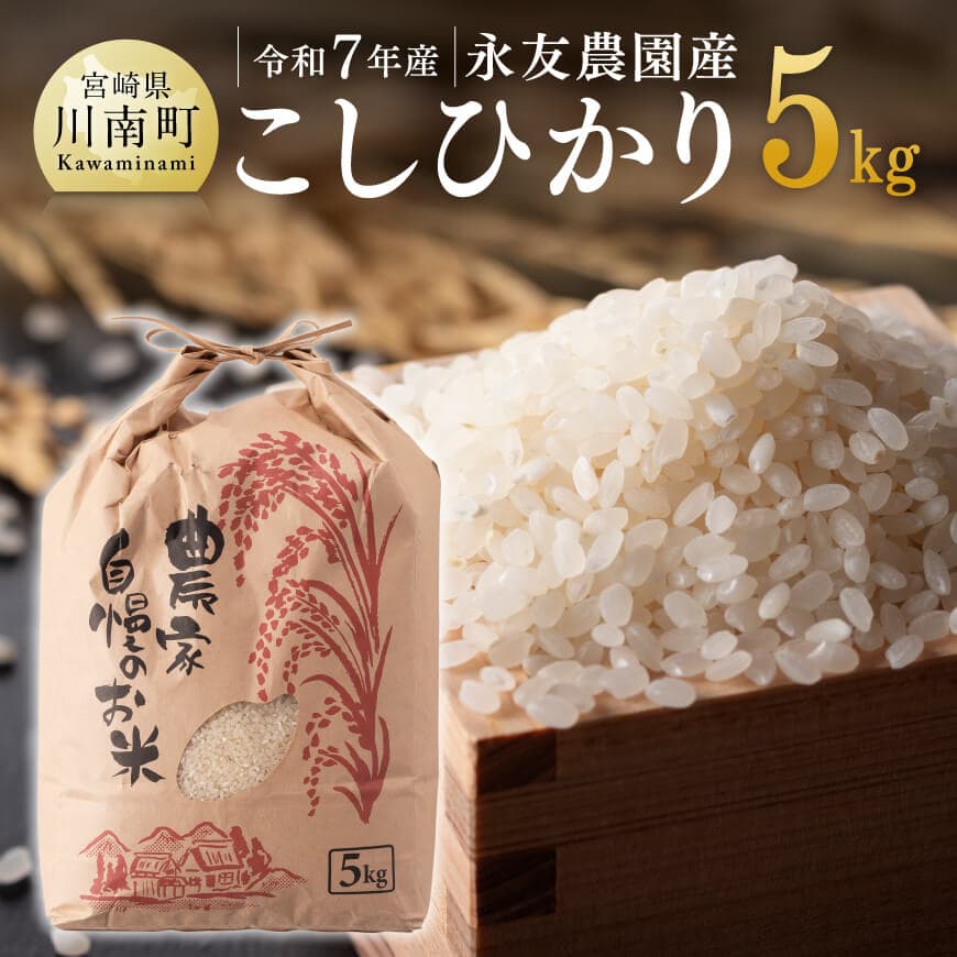 【令和7年産】永友農園産「こしひかり」5kg  米 お米 白米 精米 国産 宮崎県産 コシヒカリ