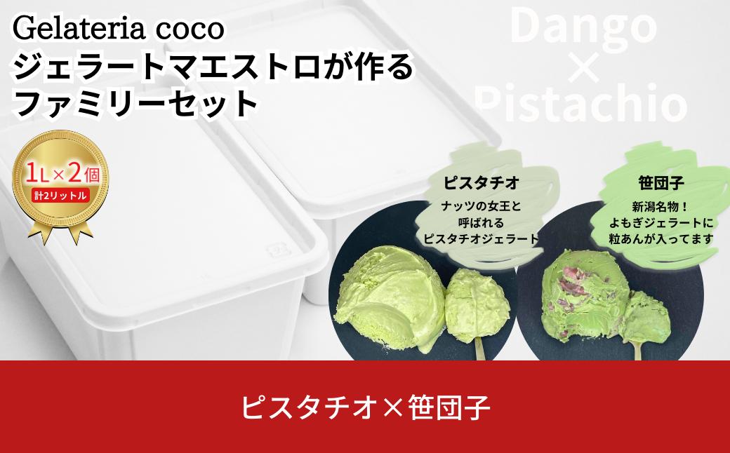 
            ジェラートマエストロが作るファミリーセット 1L×2 合計2L[ピスタチオ・笹団子] ジェラート アイス 大容量 ファミリーパック 添加物不使用  [Gelateria coco]【017S094】
          