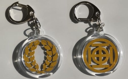 【岡城物語】 中川クルス ＆ 柏御紋 キーホルダー セット 特製しおり付き 【ゴールド/ゴールド】手造り 押し花 竹田市