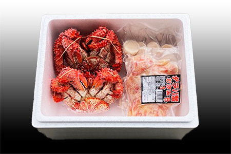 花咲カニ2尾、タラバガニむき身300g、ホタテ貝柱500g F-36006