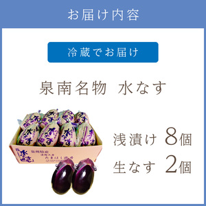 泉州名物 水なす浅漬け 8個と生なす2個【014D-011】