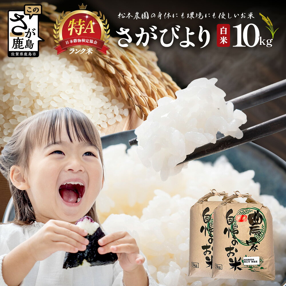 【ふるさと納税】先行受付 《新米》令和8年産 さがびより 10kg【身体に優しい手作り土壌のさがびより】佐賀県産 特A評価獲得品種 新米 こめ 米 おこめ 白米10kg 佐賀県 鹿島市 送料無料 D-302