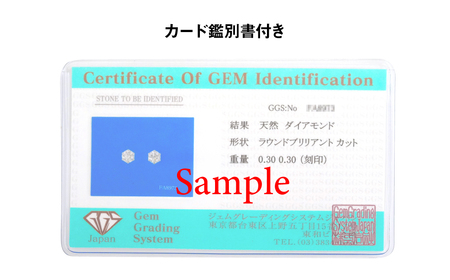 Ｐｔ９００製Ｔｏｔａｌ０．６０ｃｔ(０．３０ｃｔ／０．３０ｃｔ)ダイヤモンドピアス※鑑別書(カード)付 ALPER082