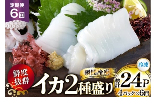 海鮮 魚介 イカ 2種盛り（胴体＋ エンペラ ・ ゲソ ） 6回 定期便 [舘浦漁業 長崎県 平戸市 hr42bgy420383] おつまみ 新鮮 刺身 下足 セット 盛り合わせ 瞬間冷凍 冷凍 コリコリ 直送 冷凍 個包装 真空パック