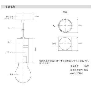 CTSH LIGHT. ペンダントライト SQUARE＜Walnut×パーカーライジング E17＞ 瑞浪市 / ジオニック 照明器具 ソケット 鉄 木製 ブラック [AZBQ069]
