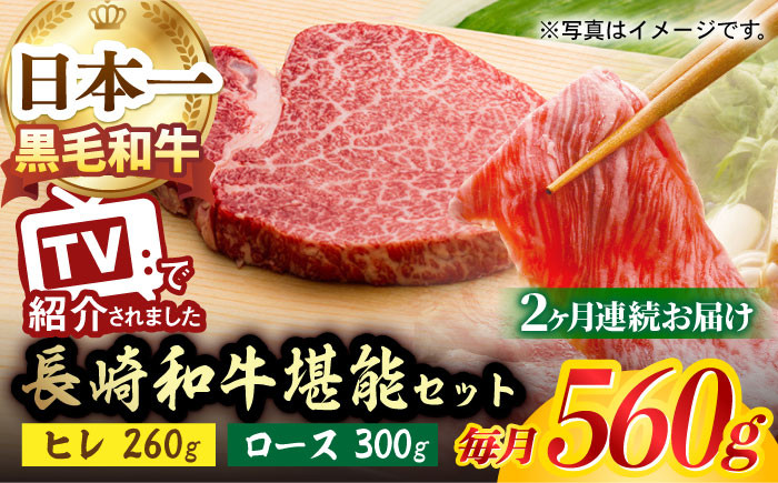 NA55 【全2回定期便】超入手困難！大人気フィレ肉！長崎和牛ヒレステーキ&ロース しゃぶセット-1