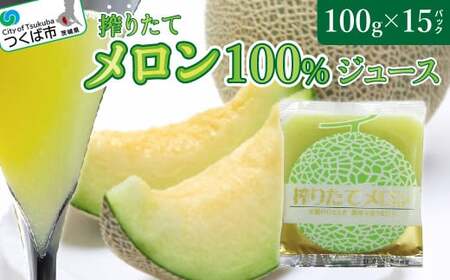 ＜ベルファームつくば＞搾りたてメロンジュース　100%　100g×15パック＜離島・沖縄配送不可＞【 メロン ジュース 茨城県 つくば市 おすすめ 100％ 人気 ジュース 搾りたて ジュース パック こだわり フルーツ 果物 搾りたて 】