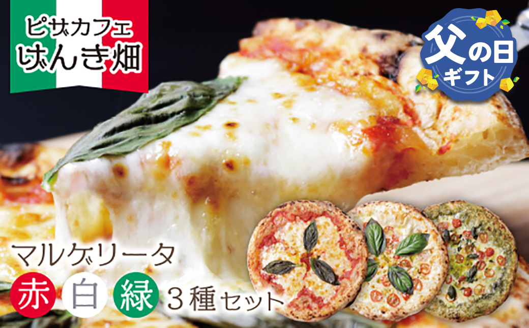 【父の日ギフト】  げんき畑 ピザ 3枚セット＜赤・白・緑マルゲリータ＞