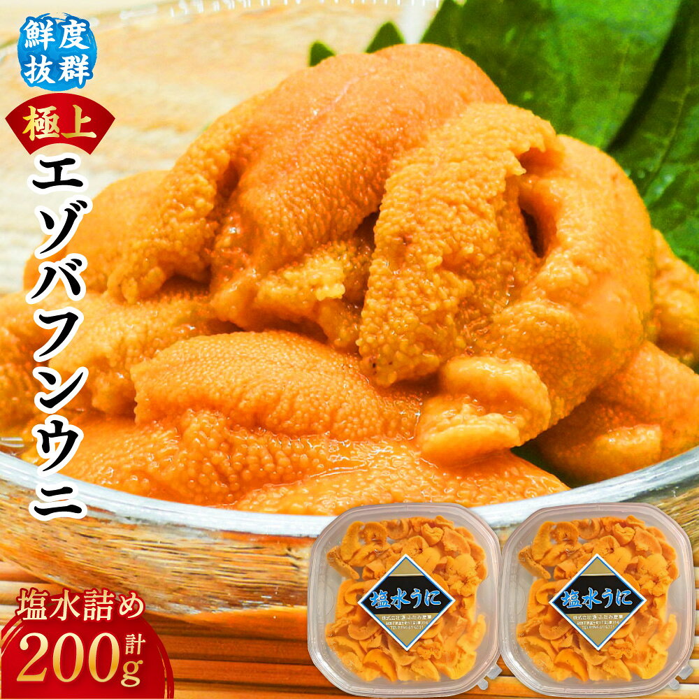 【ふるさと納税】【鮮度抜群！特選・極上えぞバフンうに【黄】】 塩水詰め 100g×2個 計200g 特選 生うに バフン うに ウニ 雲丹 ミョウバン不使用 エゾバフンウニ ウニ丼 海鮮 海鮮丼 魚介類 海産物 冷蔵 冷蔵配送 小分け ご飯のお供 グルメ 北海道 釧路市 送料無料