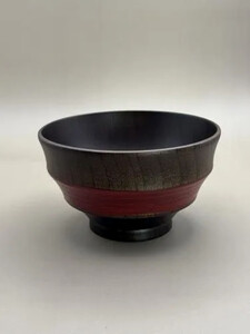 筋刷毛目椀 黒漆
