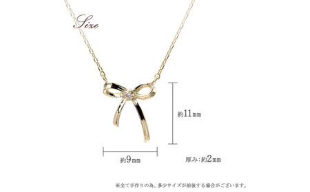 【心葉/京都kokoroba kyoto】K10 天然ダイヤモンド×リボンモチーフネックレス「イエローゴールド」