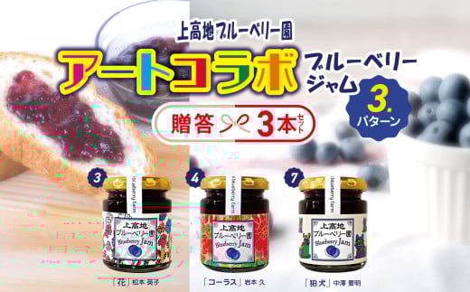 アートコラボブルーベリージャム  贈答３本セット│信州 贈答用 ブルーベリー ジャム 新鮮 加工品 甘い 美味しい 特別 松本 ふるさと納税 上高地