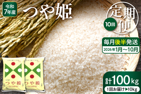 【2026年1月スタート】 特別栽培米つや姫10kg×10回(毎月 後半発送)定期便【深瀬商店】hi053-035 先行予約 2025年 令和7年産 山形 送料無料 東北 白米 精米 お米 こめ ブランド米 ごはん ご飯 おにぎり 特A 米どころ お取り寄せグルメ