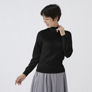 日本製 カシミヤ100% レディース ハイネック ブラック S～Lサイズ