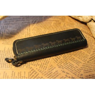 ふるさと納税 栗東市 馬九(うまく)いくラウンドファスナーペンケース(ブラック)