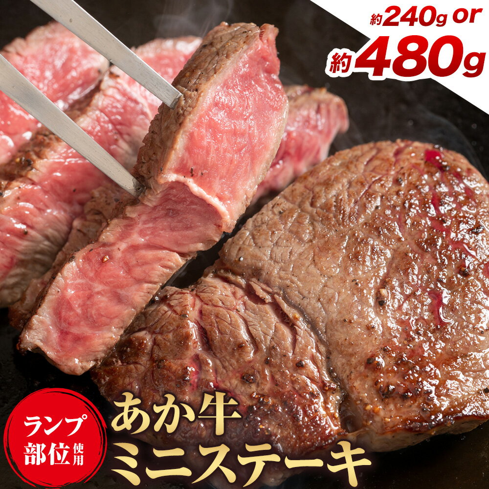 【ふるさと納税】あか牛ミニステーキ ランプ部位使用 選べる内容量 約240g 約480g 合同会社たべたせいか《30日以内に出荷予定(土日祝除く)》熊本県 菊池市 肉 牛肉 お肉 和牛 あか牛 ステーキ ミニステーキ 個包装 小分け 熊本県産 冷凍 送料無料