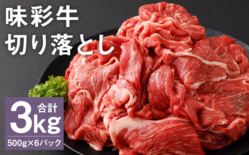 
            味彩牛 切り落とし 500g×6パック 計3kg 肉 お肉 にく 牛 牛肉 国産 冷凍 3kg 小分け
          