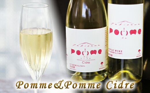 【ふるさと納税】 ワイン おすすめ 滝沢りんごワイン POMME-ポム- 720ml & POMME-ポム シードル- 750ml セット / 白ワイン スパークリングワイン シードル 林檎 リンゴ りんご 酒 お酒 飲み比べ 受賞 国産 クリスマス ギフト 贈答 お祝い お取り寄せ 岩手県 滝沢市 送料無料