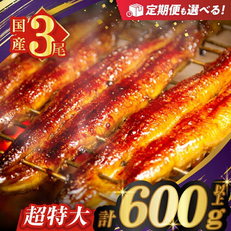 【ふるさと納税】≪選べる内容量≫ うなぎ 蒲焼 特大 3尾 さんしょう たれ付き 計600g以上 総重量1.8kg以上 定期便 丑の日 ひつまぶし うな重 国産 鰻 高評価 贈り物 ギフト うなぎ長焼 鰻楽 小分け 宮崎県 都農町 送料無料 レビューキャンペーン