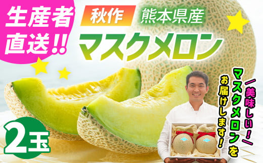 【生産者直送】☆秋作☆ マスクメロン 2玉 合計約3kg以上 【2026年10月上旬発送開始】 フルーツ くだもの 果物 メロン めろん 熊本県産