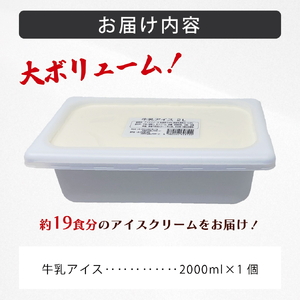 大容量★丹波産牛乳を使用した業務用２L牛乳アイスクリーム | 兵庫県 丹波篠山市 アイスクリーム 濃厚 滑らか コク ご当地 パーティ アレンジ ミルク 低温殺菌
