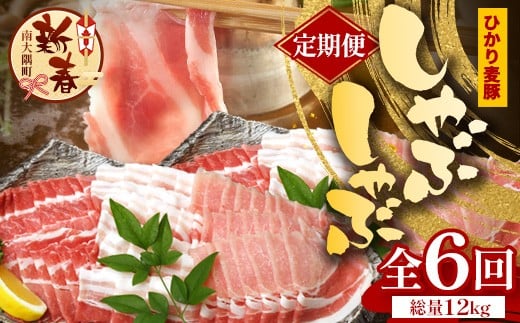 ［新春］【定期便全6回】鹿児島県産 ひかり麦豚 しゃぶしゃぶ 食べ比べセット ≪合計約12kg≫ （200g×60パック） トレーなし 冷凍 HM-17 | 肉 お肉 にく 豚肉 ロース 肩ロース バラ肉 スライス 冷凍 真空冷凍 産地直送 新鮮 小分け 甘み 産地直送 鹿児島県 南大隅町 ひかり麦豚直売所