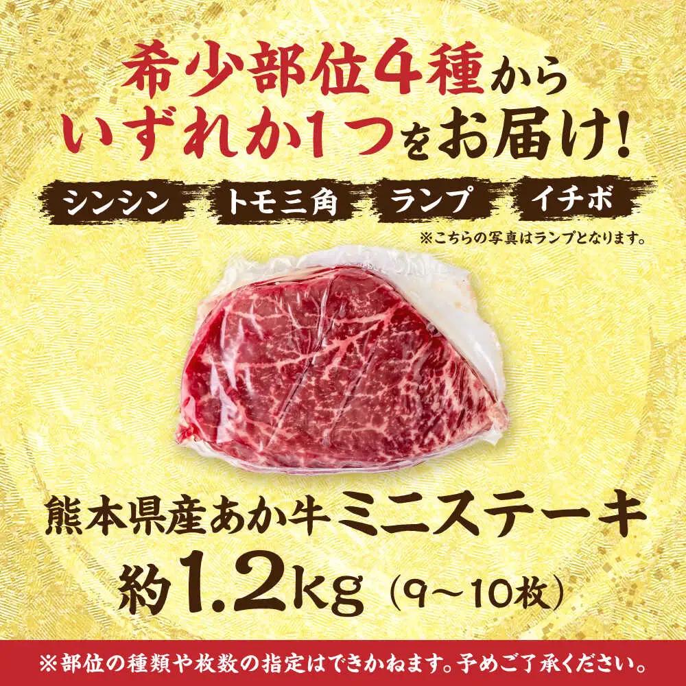 令和8年熊本地震復興支援 熊本あか牛 ミニステーキ約1.2kg（9?10枚）赤牛[AYCB064]